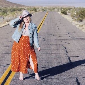 Burnt Orange Side Slit Skirt